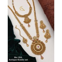 72 Rajwadi Gold Plated Traditional Brass Necklace Jewellery Set