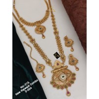 73 Rajwadi Gold Plated Traditional Brass Necklace Jewellery Set