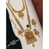 74 Rajwadi Gold Plated Traditional Brass Necklace Jewellery Set