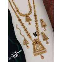 75 Rajwadi Gold Plated Traditional Brass Necklace Jewellery Set