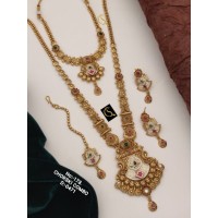 81 Rajwadi Gold Plated Traditional Brass Necklace Jewellery Set