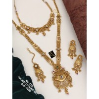 83 Rajwadi Gold Plated Traditional Brass Necklace Jewellery Set