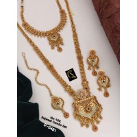 87 Rajwadi Gold Plated Traditional Brass Necklace Jewellery Set