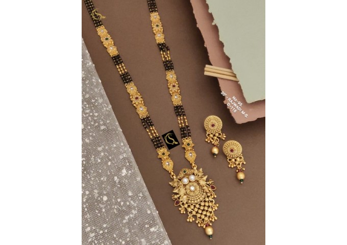 9 Rajwadi Gold Plated Traditional Brass Necklace Jewellery Set