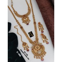 90 Rajwadi Gold Plated Traditional Brass Necklace Jewellery Set