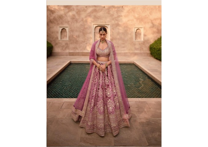 SAYURI DESIGNER HERITAGE BRIDAL 3 PCS LEHENGHA SUIT PINK 