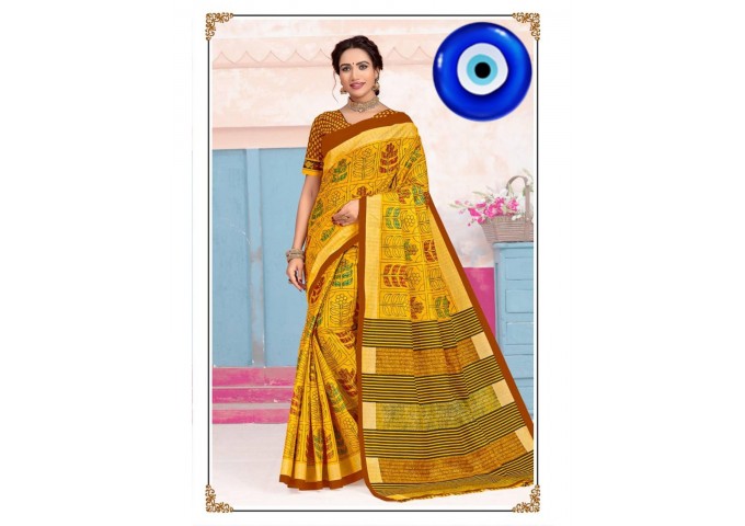 Soft cotton Saree comes with Pallu With Unstitched Blouse 