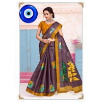 Soft cotton Saree comes with Pallu With Unstitched Blouse Dark Brown