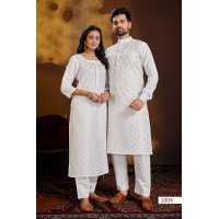 Couple Dream Combo of Kurta with Payjama and Kurti with Pants White