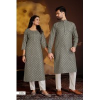 Couple Dream Combo of Kurta with Payjama and Kurti with Pants Grey