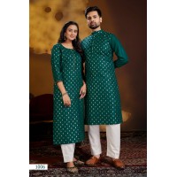 Couple Dream Combo of Kurta with Payjama and Kurti with Pants Dark Green