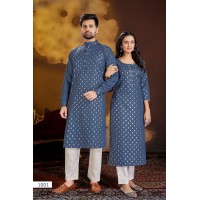 Couple Dream Combo of Kurta with Payjama and Kurti with Pants Blue