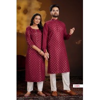 Couple Dream Combo of Kurta with Payjama and Kurti with Pants Red