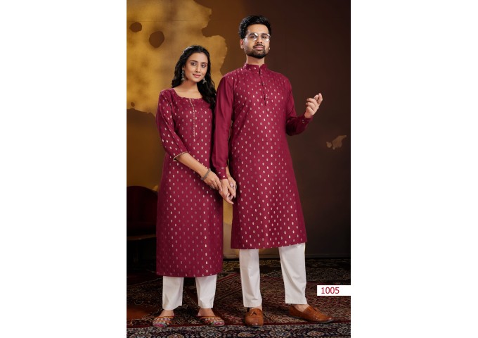 Couple Dream Combo of Kurta with Payjama and Kurti with Pants Red