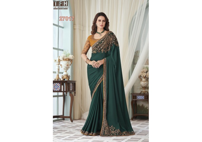 TFH Designer Concept For This Wedding  Session Silk Saree Dark Green