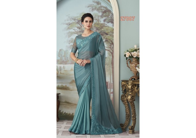 TFH Designer Concept For This Wedding  Session Silk Saree Shine Blue