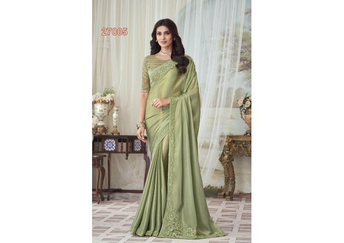 TFH Designer Concept For This Wedding  Session Silk Saree Parrot Green