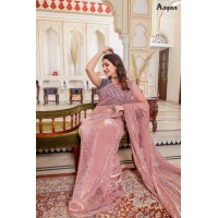 Aaayaa Aardhana Satin Silk With Sequence Embroidery Work Pink
