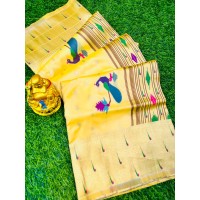  Suryamukhi Paithani Pure silk handloom saree with Pure Jari Yellow 4