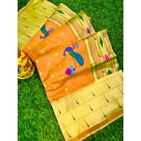  Suryamukhi Paithani Pure silk handloom saree with Pure Jari Yellow 3