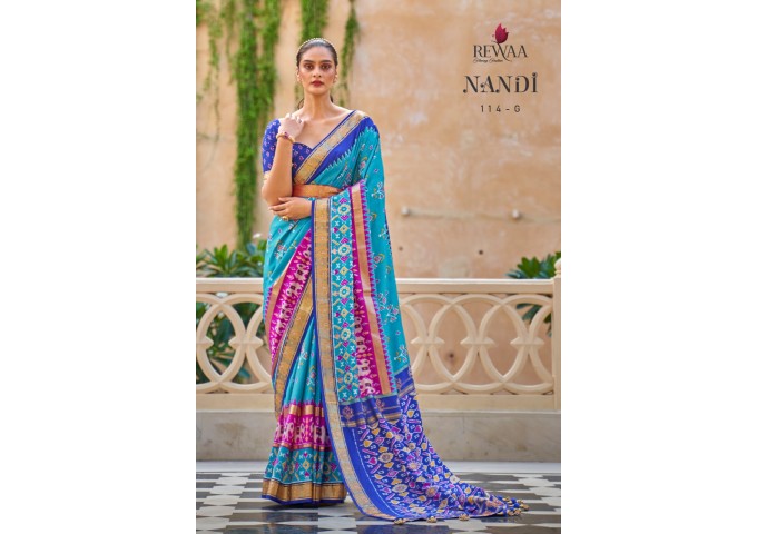 Rewaa Nandi Soft Patola Silk Saree Multi Color