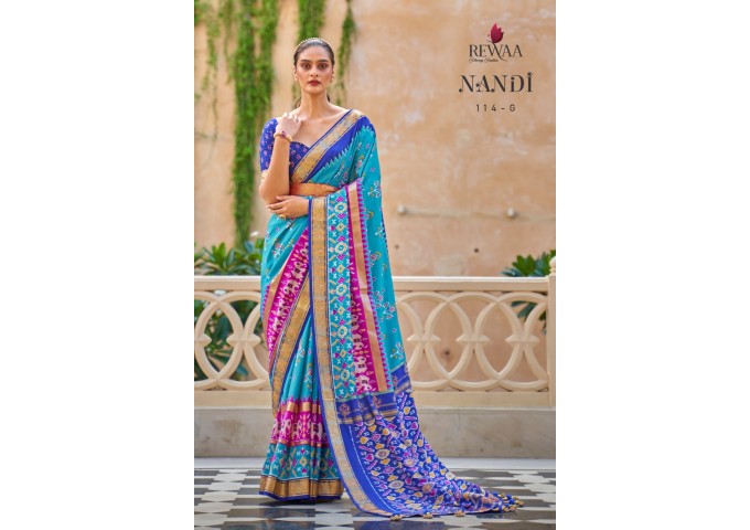 Rewaa Nandi Soft Patola Silk Saree Multi Color