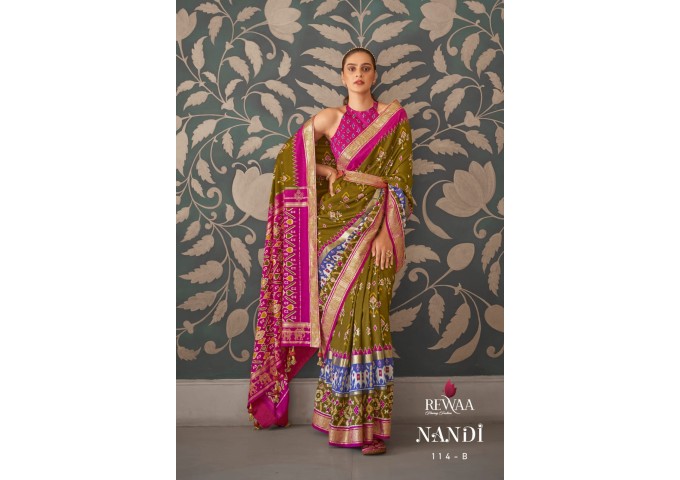 Rewaa Nandi Soft Patola Silk Saree Red 4