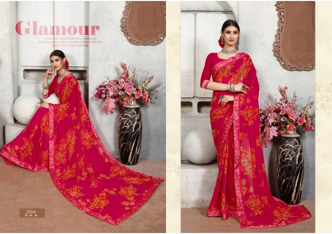 Shalimar Weightless With Satin Lace & Satin Saree With Blouse Red