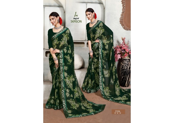 Shalimar Weightless With Satin Lace & Satin Saree With Blouse Green