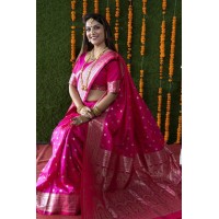 Fituri Silk Kanchipuram Pure silk handloom saree With Pure Jari Queen Pink