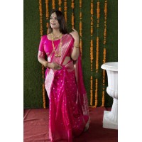 Fituri Silk Kanchipuram Pure silk handloom saree With Pure Jari Pink