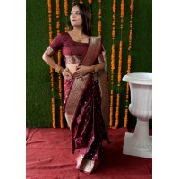 Fituri Silk Kanchipuram Pure silk handloom saree With Pure Jari Brown