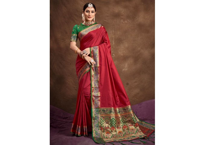 MAYURI  BANARASI SILK SAREE RED