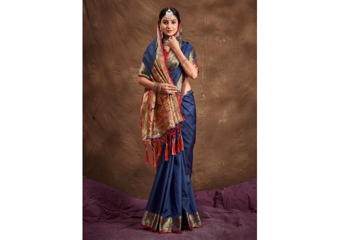 MAYURI  BANARASI SILK SAREE BLUE