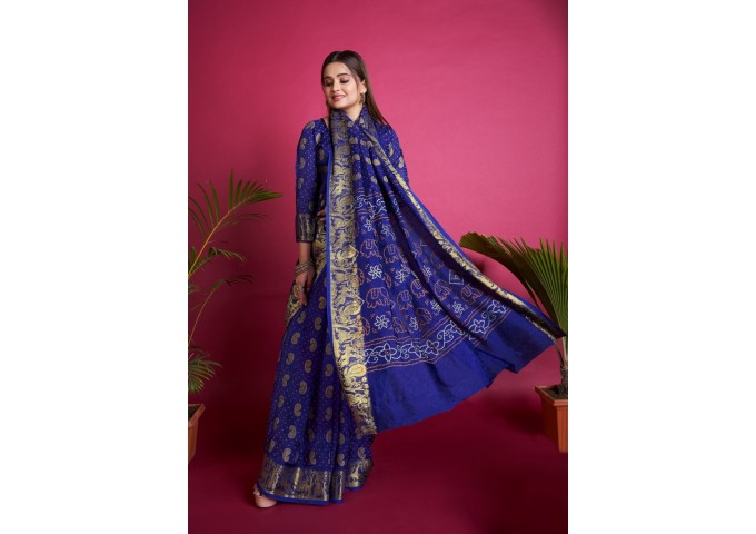 BT-1144 GEORGETTE EMBROIDERY SEQUENCE WORK SAREE BLUE