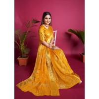 BT-1144 GEORGETTE EMBROIDERY SEQUENCE WORK SAREE YELLOW