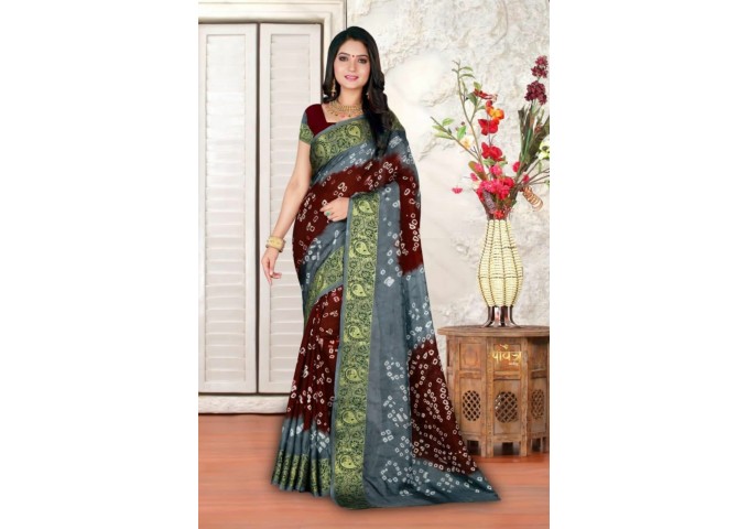 Bandhani Saree Pavitra Kaveri Art Silk With Zari Waving Saree