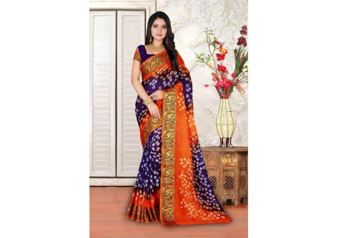 Bandhani Saree Pavitra Kaveri Art Silk With Zari Waving Saree 2