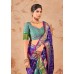 Stavan Riddhi Siddhi Soft Patola Silk with Contrast Blouse Saree Blue