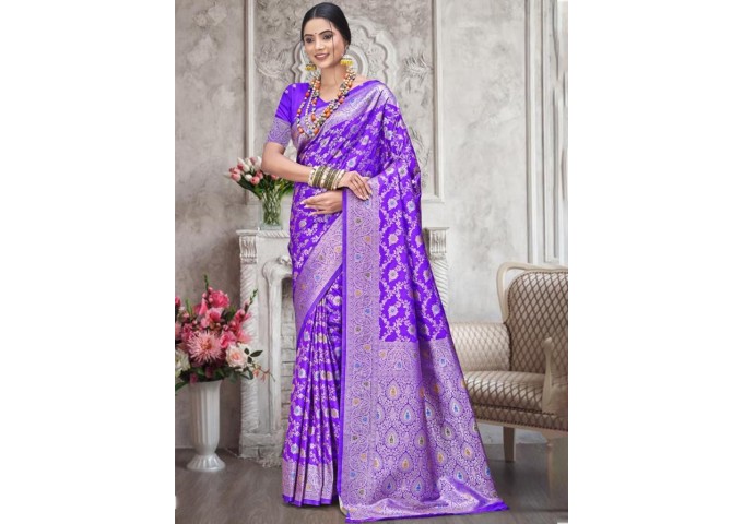 Bunawat Rajtilak Silk Saree Purple