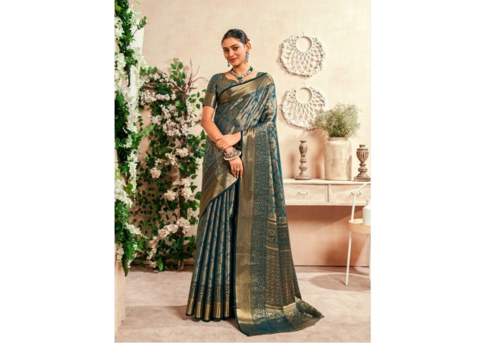 RajPath Fabrics Venkatgiri Silk Saree Green 2