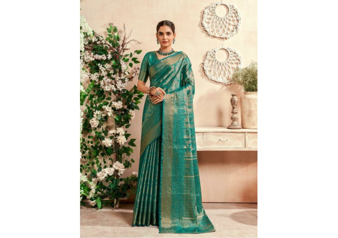 RajPath Fabrics Venkatgiri Silk Saree Green 3