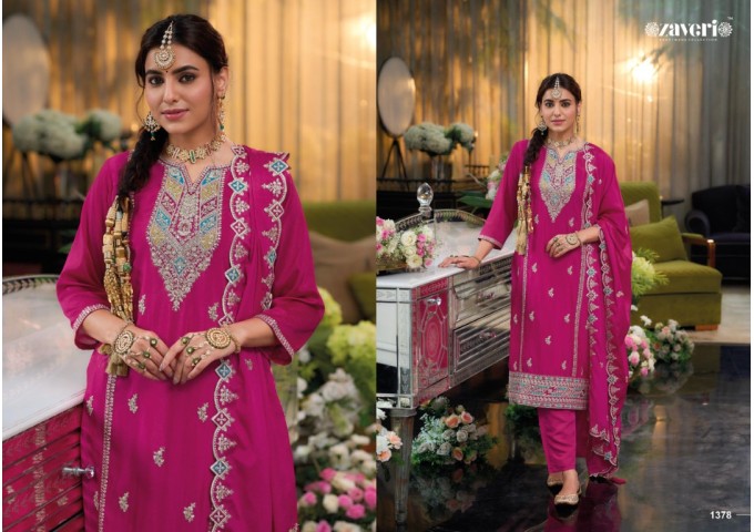 Yasmine Vol-2 Heavy Chinon with  Embroidery Work Suits Pink