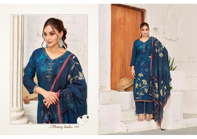 Zisa Pure Roman Silk Printed Kurti Shine Blue 2