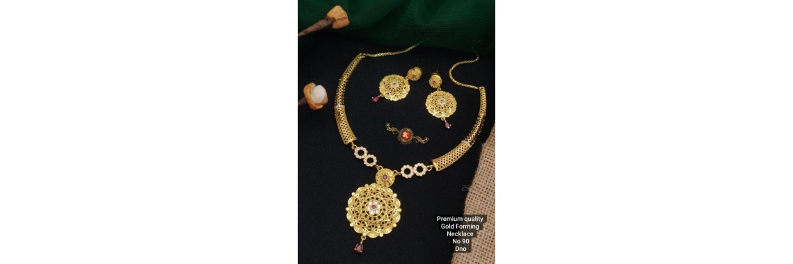 Gold PlatedOne Necklace With Earring